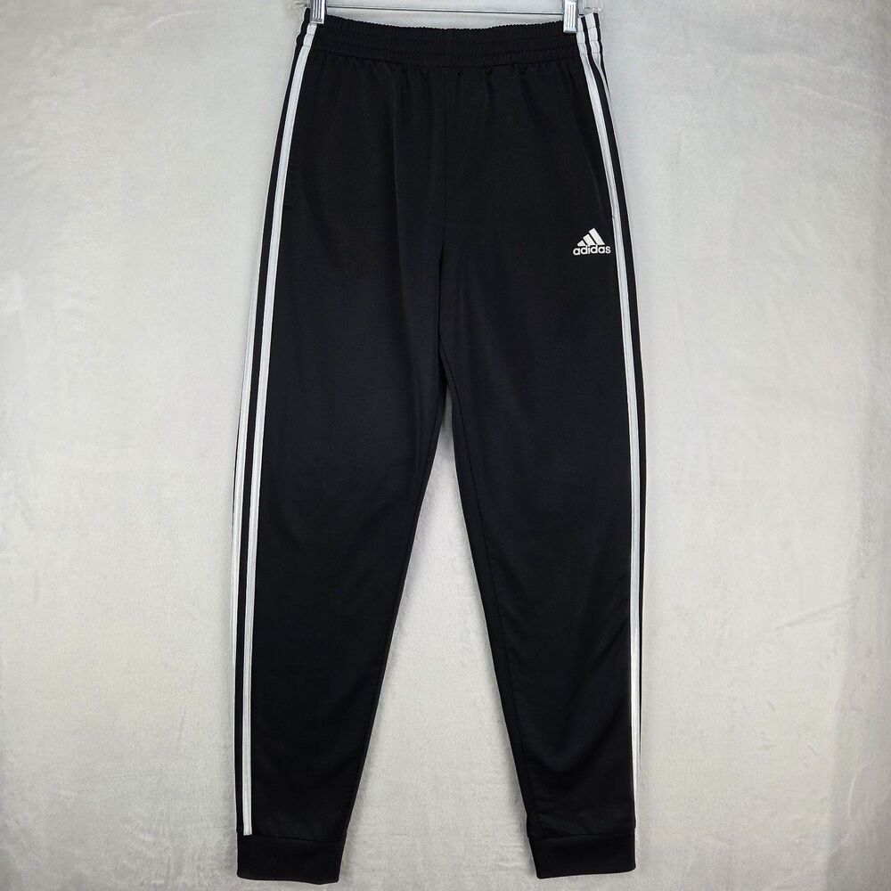 Adidas Youth XL Black 3‎ Stripe Jogger Track Pants Athletic Activewear